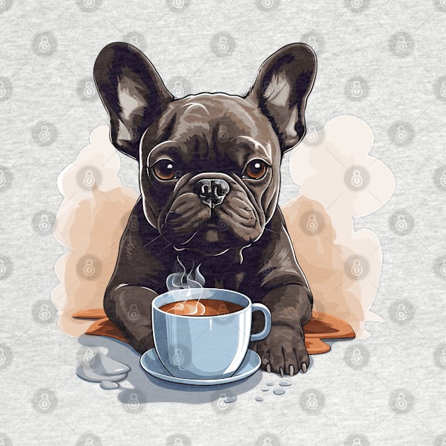 French Bulldog Drinking Coffee by Graceful Designs